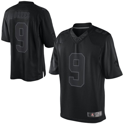 Men New Orleans Saints Limited Black Drew Brees Jersey NFL Football #9 Drenched Jersey->new orleans saints->NFL Jersey